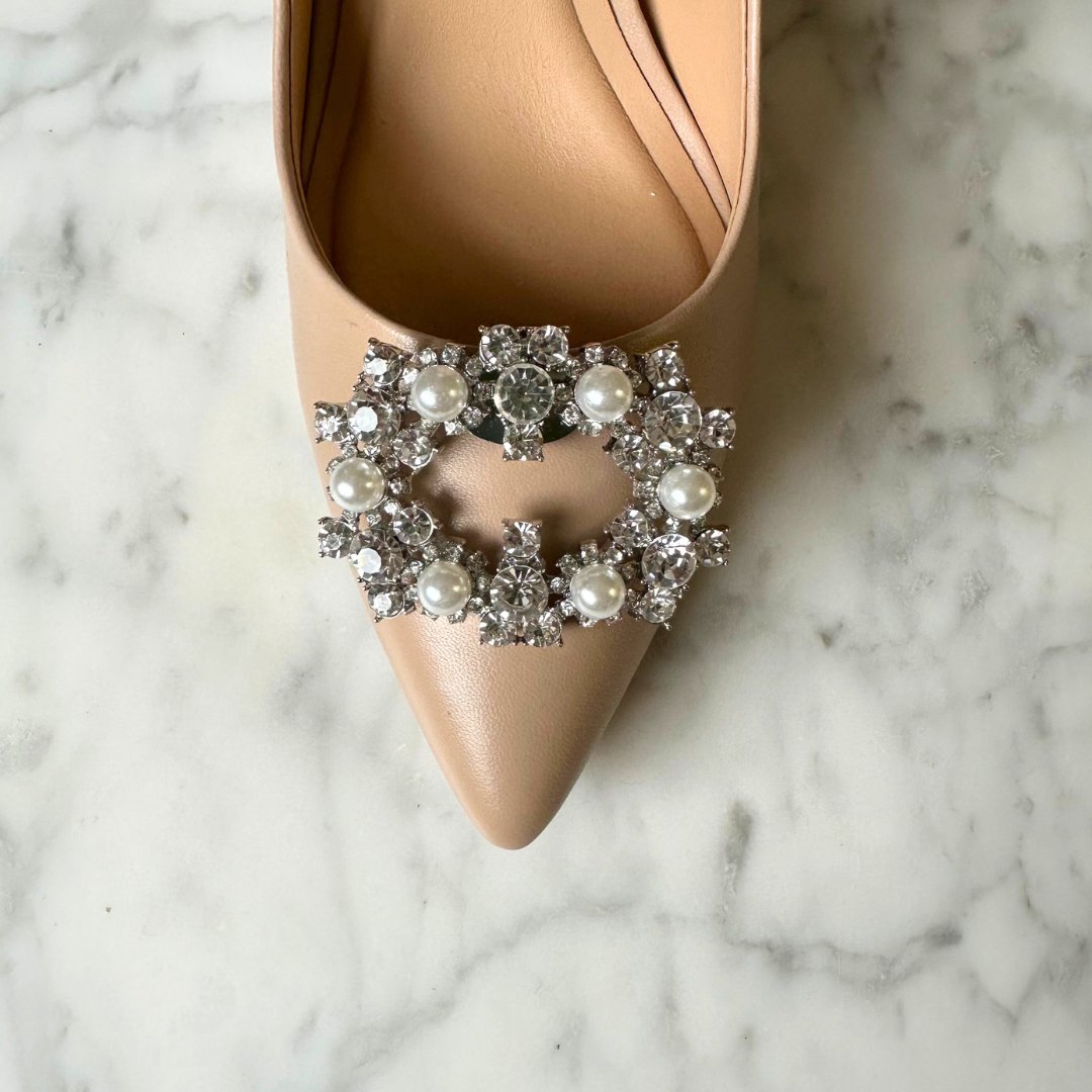 Diamante and Pearl Buckle Shoe Clips - Alice Bow