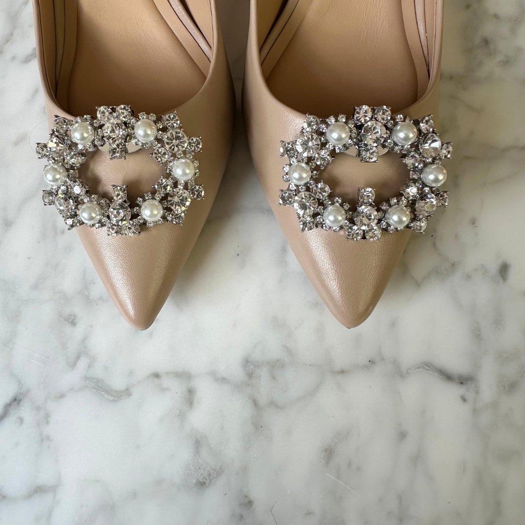 Diamante and Pearl Buckle Shoe Clips - Alice Bow