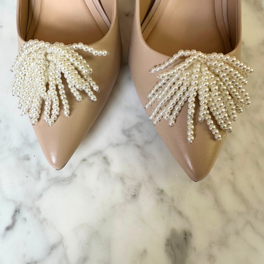 Pearl Cluster Shoe Clips - Alice Bow